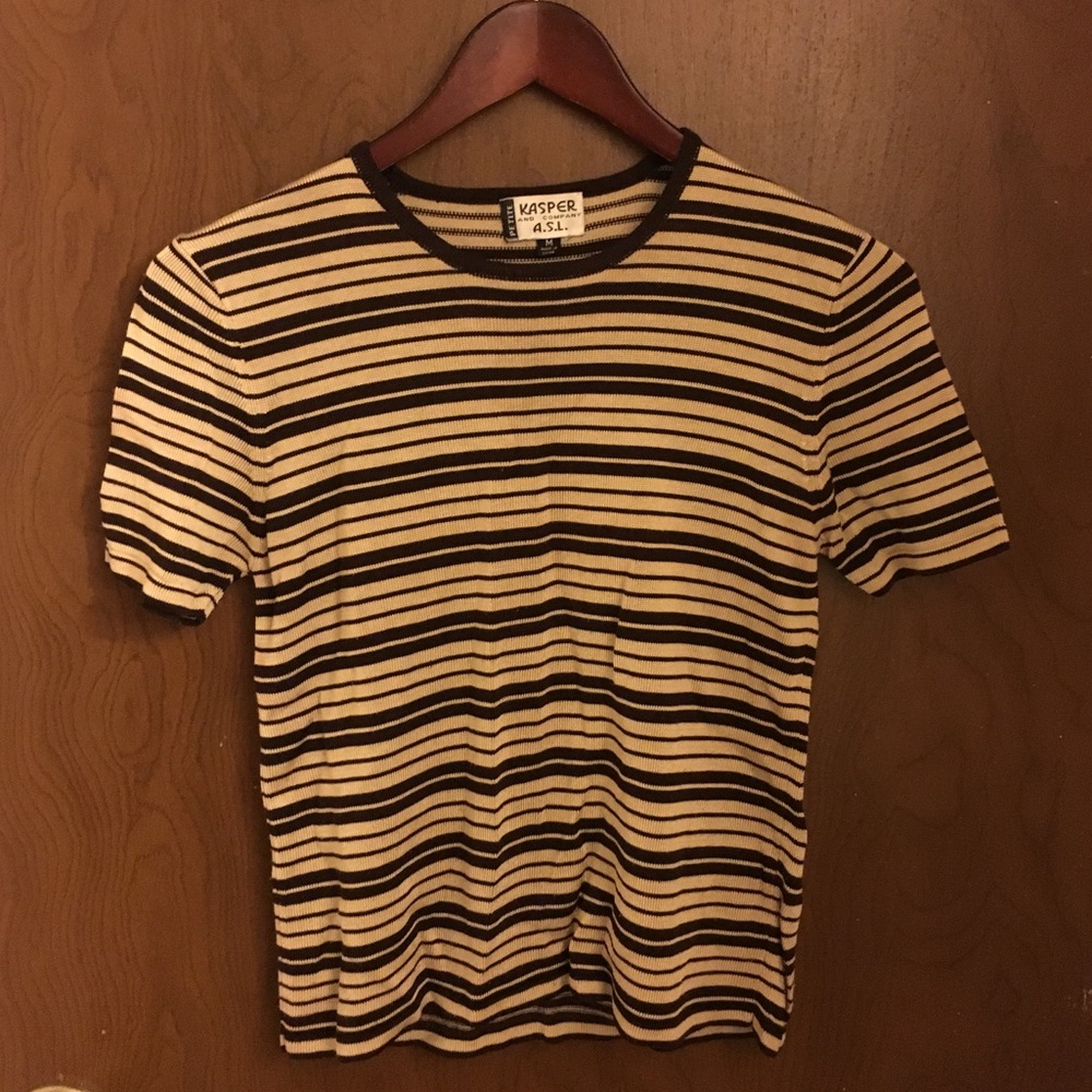 Vintage Kasper Petite Striped Tee Shirt